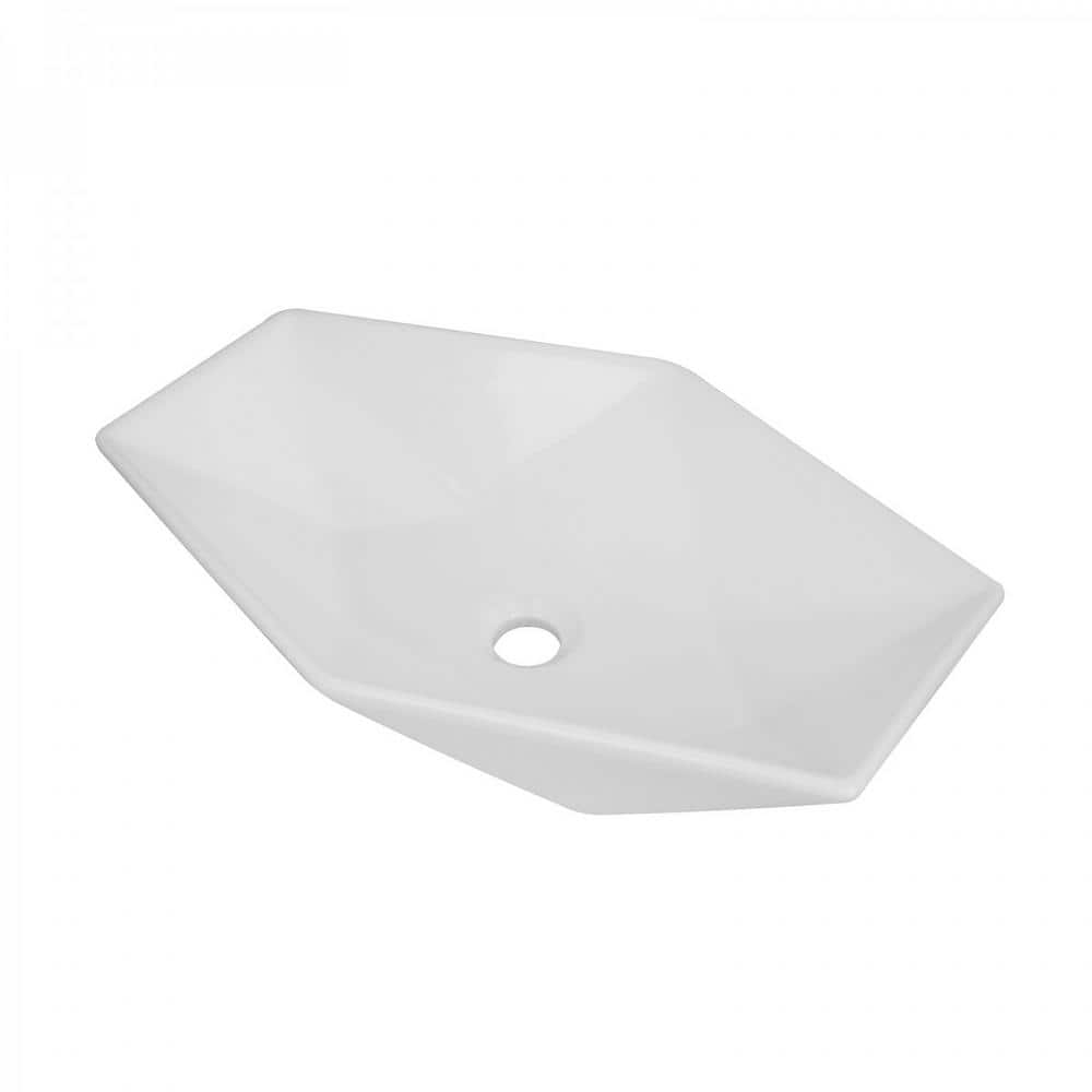 RENOVATORS SUPPLY MANUFACTURING HEXY Countertop Bathroom Vessel Sink White Ceramic Hexagonal