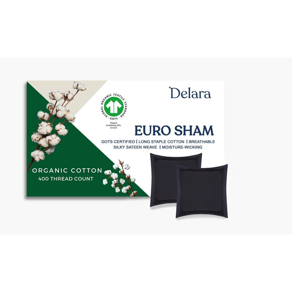 Dark Grey Solid 100% Organic Cotton, 26 in. x 26 in., Smooth and Breathable, Super Soft Euro Shams (Pack-2) price history on PriceWatchPro