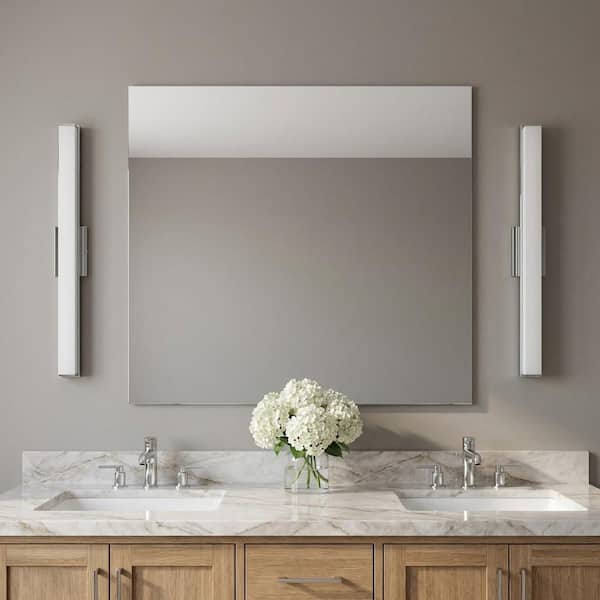 Panna 36 in. W x 3 in. H Chrome Modern Dimmable LED Bathroom Vanity Light with White Acrylic Diffusor