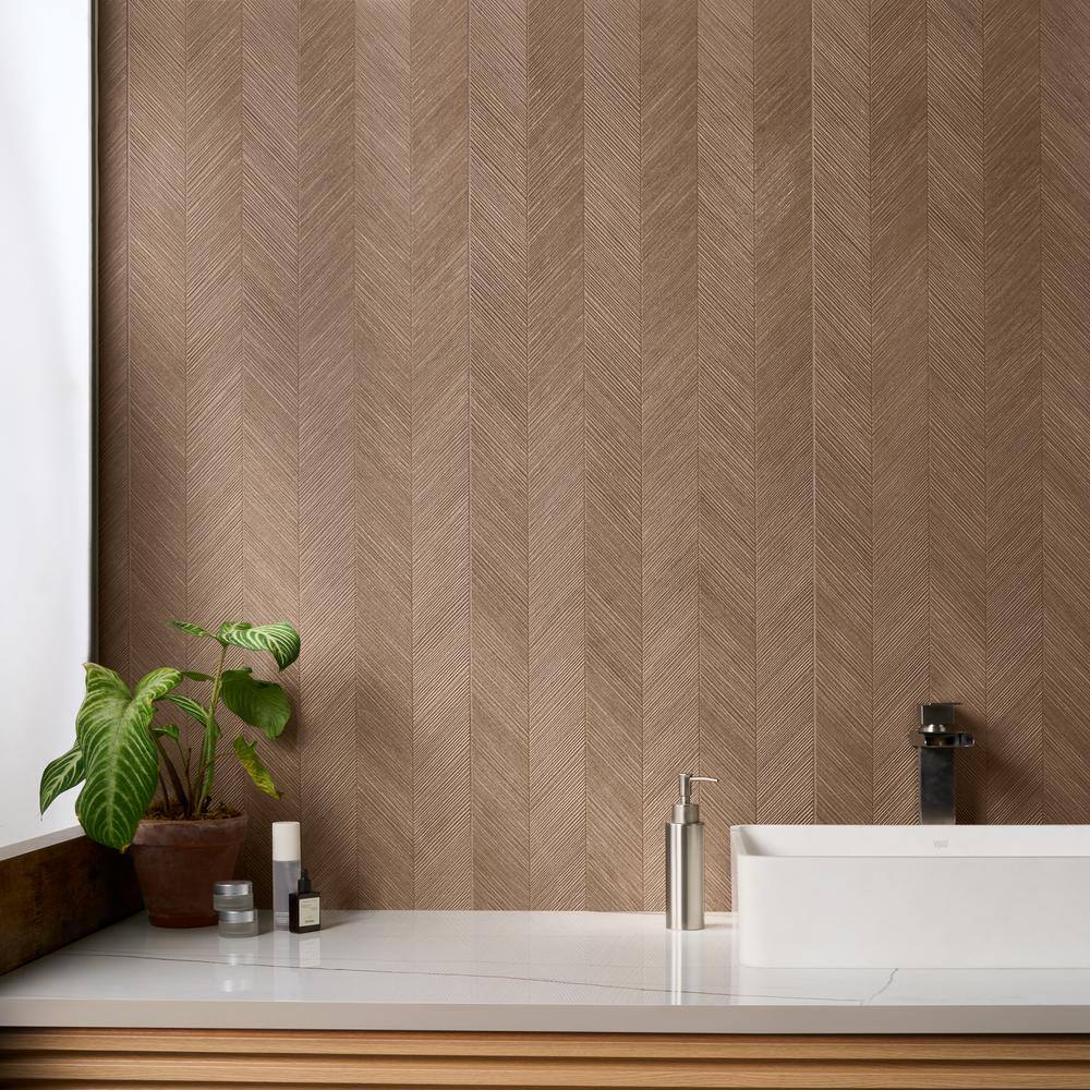 Large Format Cherry Brown Textured Wood Look Matte Ceramic Wall Tile