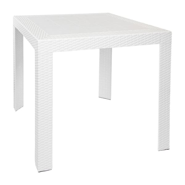 Leisuremod Mace White Square Plastic Outdoor Dining Table MT31W