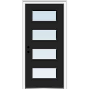32 in. x 80 in. Celeste Right-Hand Inswing 4-Lite Clear Low-E Glass Painted Steel Prehung Front Door on 4-9/16 in. Frame