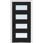 36 in. x 80 in. Celeste Right-Hand Inswing 4-Lite Clear Low-E Glass Painted Steel Prehung Front Door on 4-9/16 in. Frame