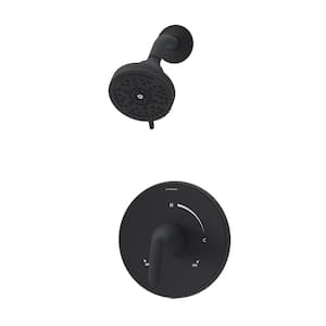 Elm Single Handle Wall Mount Shower Trim Kit in Matte Black (Valve Not Included) 1.5 GPM