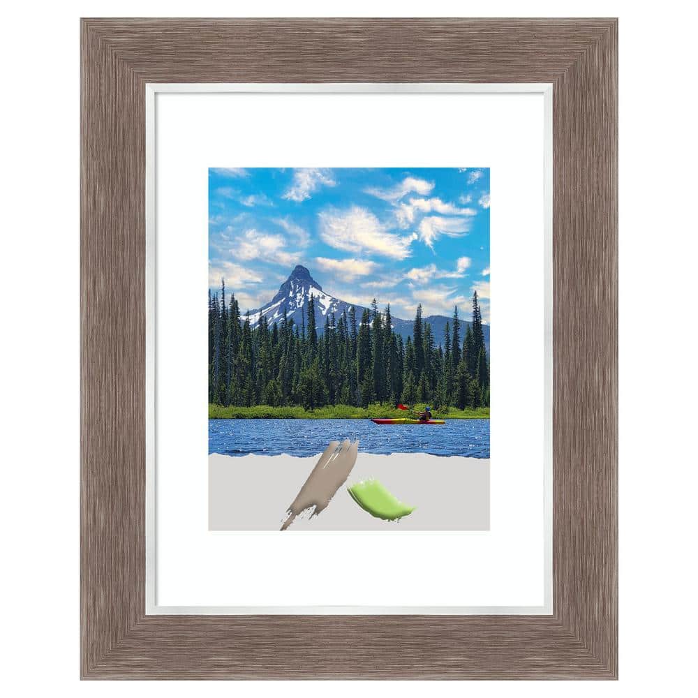 14" x 17" White and Mocha Plastic Picture Frame
