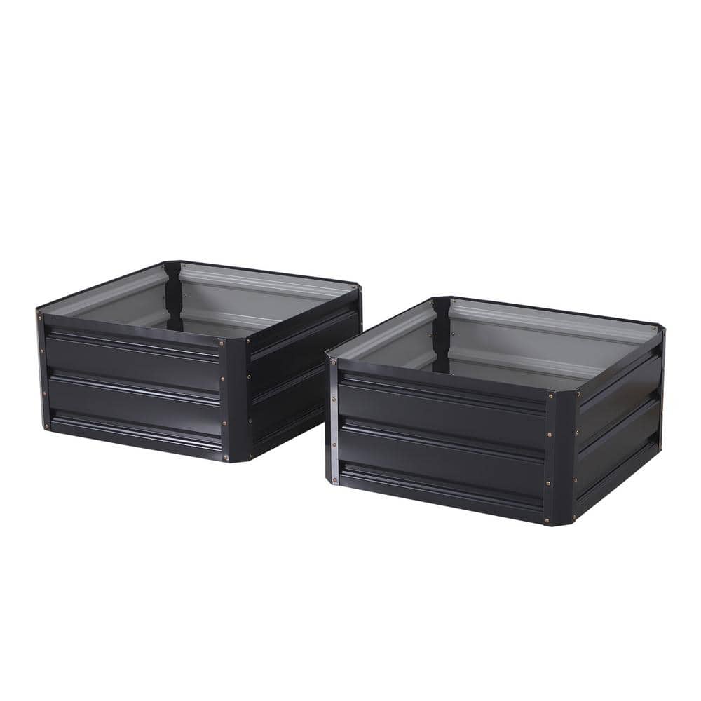 23.50in. L x 23.50in.W x 12in.H Gray Steel Galvanized Raised Garden Bed Pla