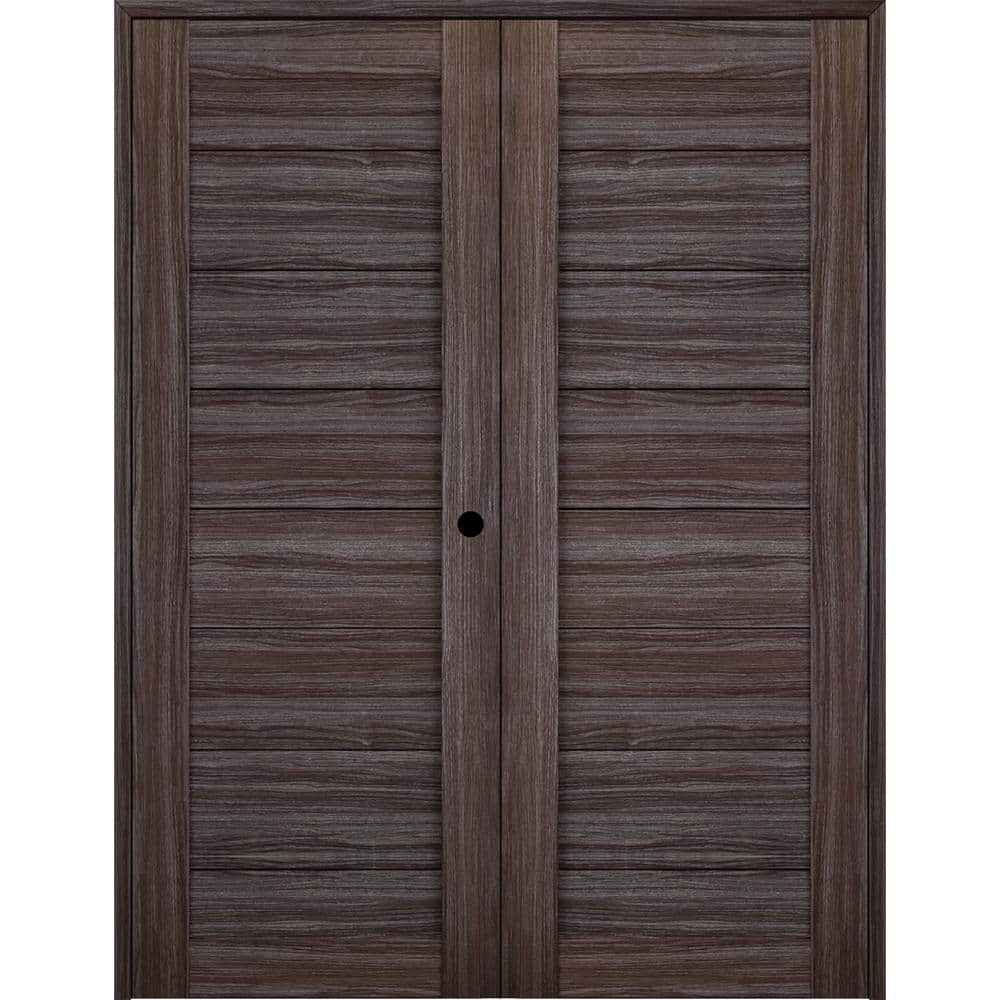 Ermi 60 in. x 84 in. Left Hand Active Gray Oak Composite Wood Double Prehung Interior Door price history on PriceWatchPro
