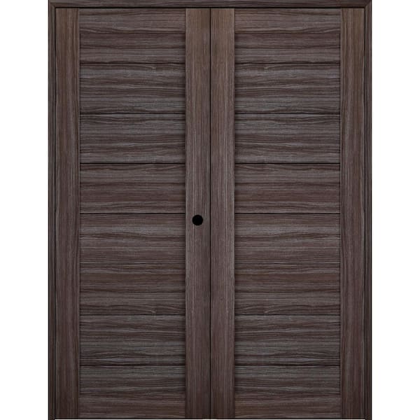 Belldinni Ermi 72 in. x 96 in. Left Hand Active Gray Oak Composite Wood Double Prehung Interior Door