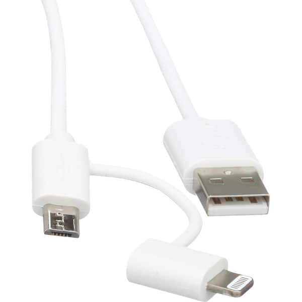 picnic televisor Conmoción Zenith 3 ft. Micro USB Cable with Lightning 8-Pin Adapter, White  PM1002MU8ADP - The Home Depot