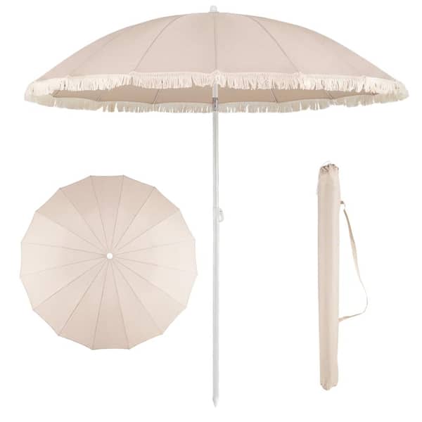 7 beige patio umbrella with tilt The Swilt this umbrella offers practical functionality in a classic market style.For safety Ainfox 7.5ft Beige Outdoor Market
