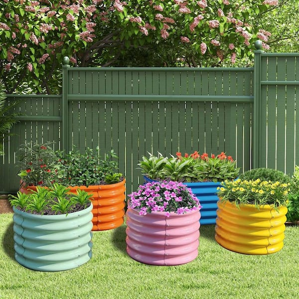 Zeus & Ruta Metal Oval Round Galvanized Raised Garden Bed