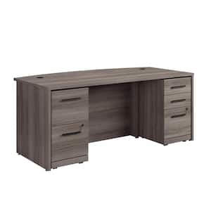 Affirm 71.102 in. x 36 in. D Hudson Elm Bowfront Desk with (Assembled) 2-Drawer and 3-Drawer Mobile File Cabinets