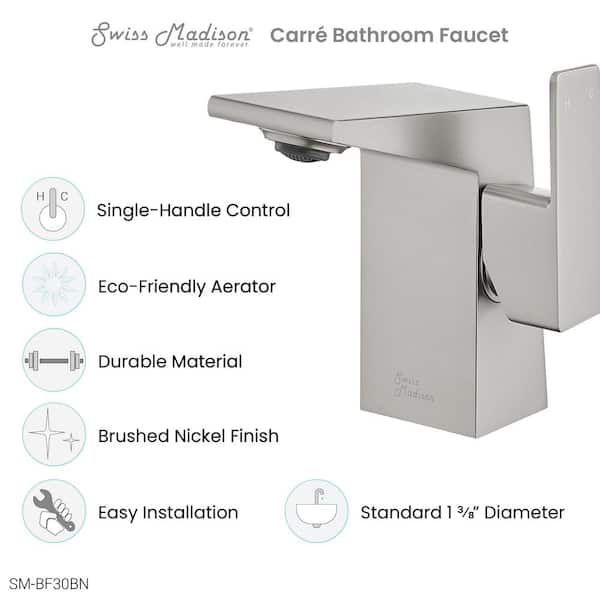 Carre Single-Handle Single-Hole Bathroom Faucet in Brushed Nickel