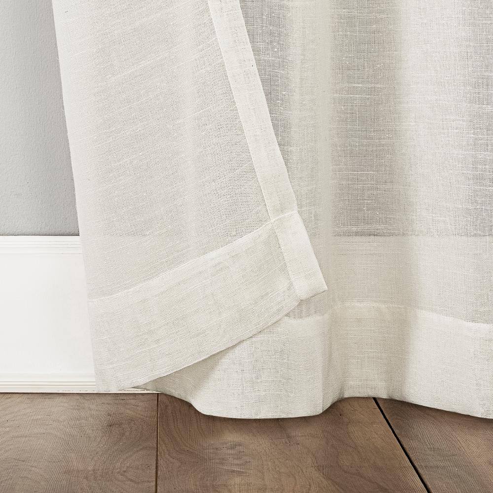 Ivory Sheer Linen Blend Grommet Top Curtain Panel 52" x 63"