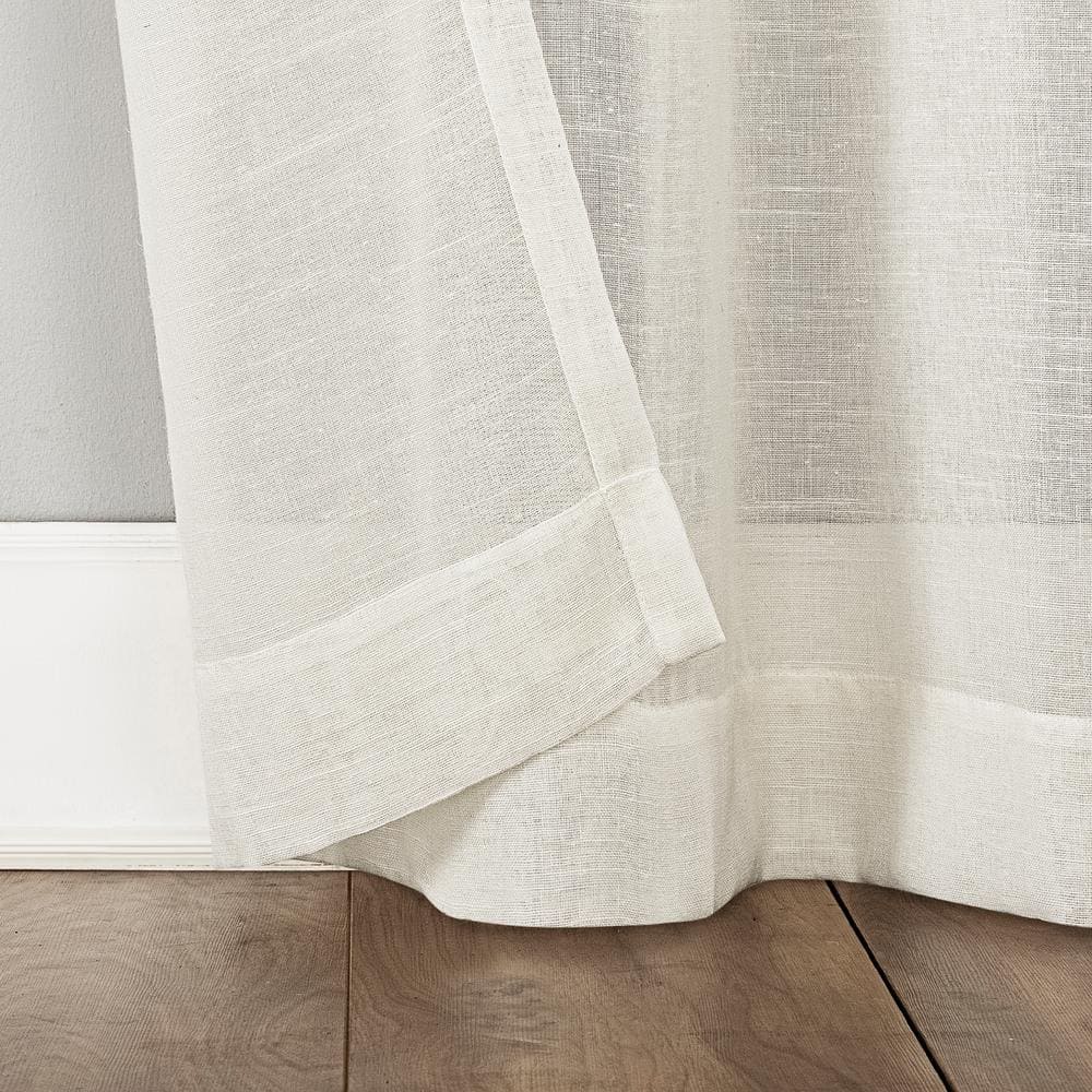 Ivory Sheer Linen Blend Grommet Top Curtain Panel 52" x 84"