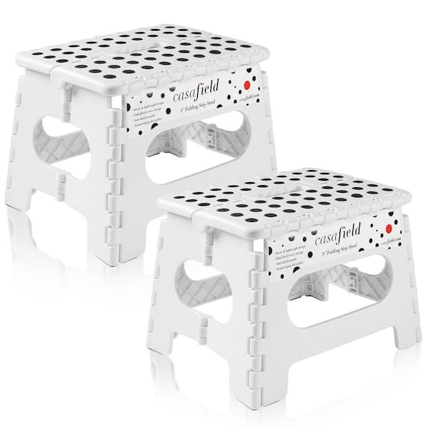 Casafield 1-Step 9 in. White Plastic Step Stool, (1.75 ft. Reach Height) 300 lb. Load Capacity, Set of 2