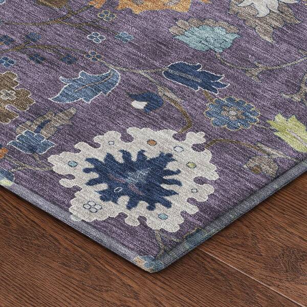 Mayfield Premium Machine Washable Abstract AMF2458 Plum 10 ft. x 14 ft. Area Rug