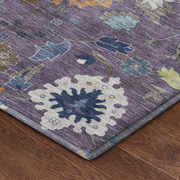 Mayfield Premium Machine Washable Abstract AMF2458 Plum 3 ft. x 4 ft. Area Rug