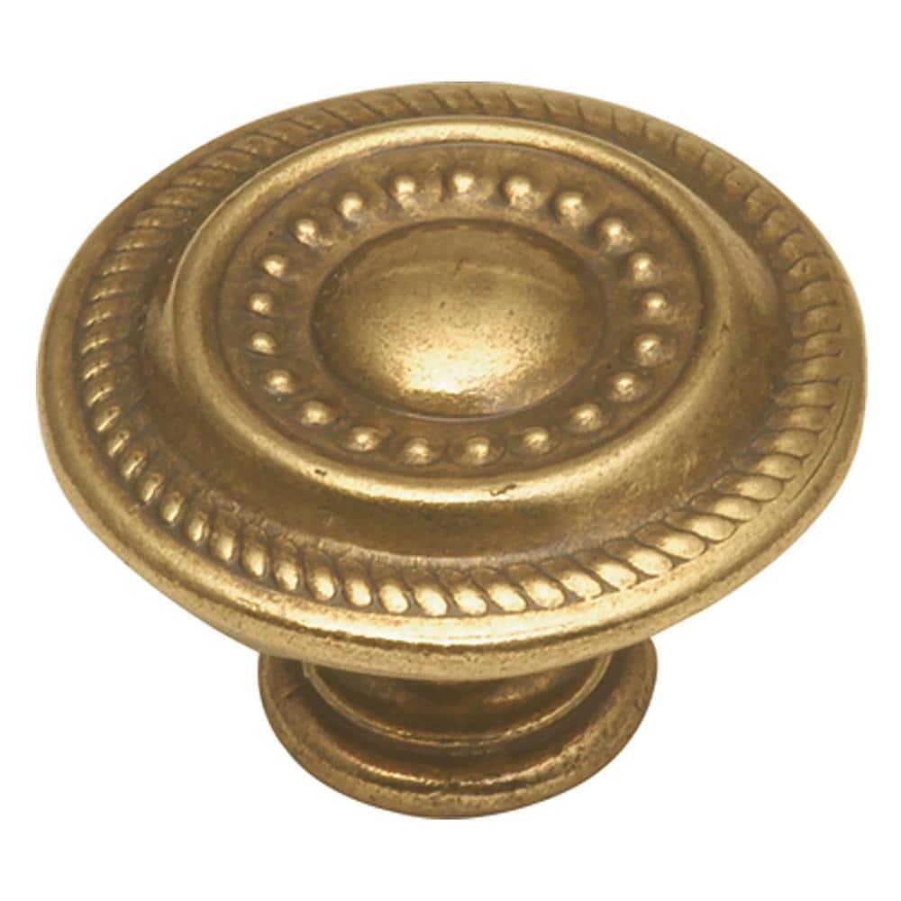 Polished Brass Traditional Round Cabinet Knob with Mounting Hardware