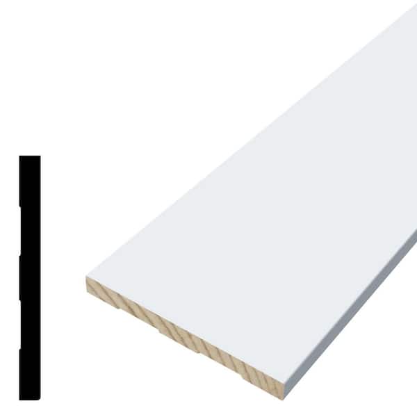 Alexandria Moulding 5255 3/8 in. D x 4-1/4 in. W x 96 in. L Primed Finger-Joint Poplar Baseboard Moulding