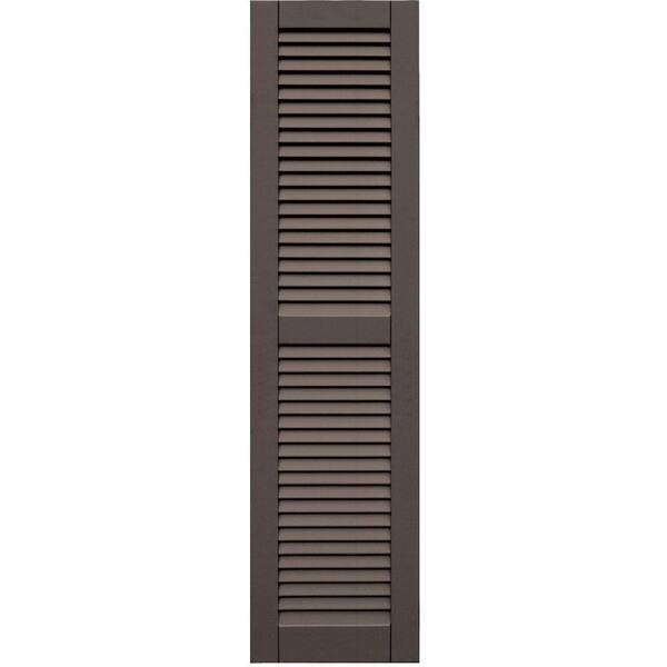 Winworks Wood Composite 15 in. x 59 in. Louvered Shutters Pair #641 Walnut