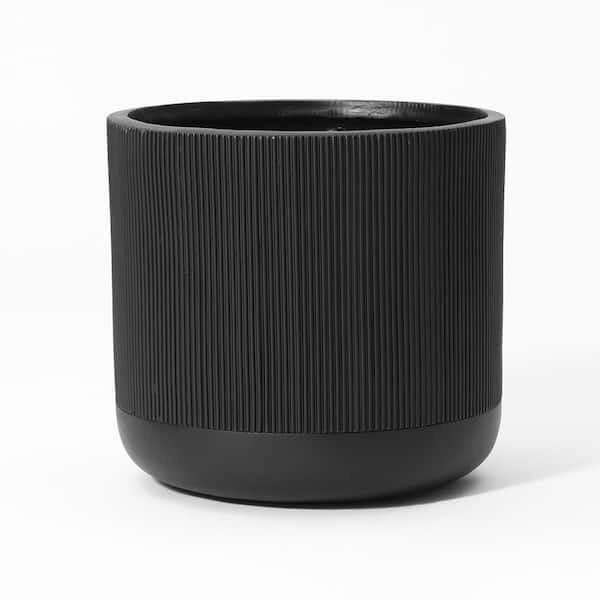 LuxenHome 17.3 in. W x 17.1 in. H Black Stripes Ceramic Individual Pot