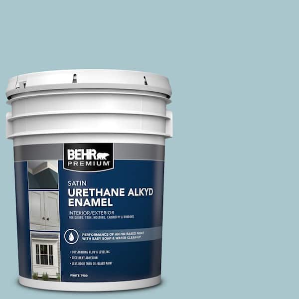 BEHR PREMIUM 5 gal. #S450-3 Spring Storm Urethane Alkyd Satin Enamel Interior/Exterior Paint