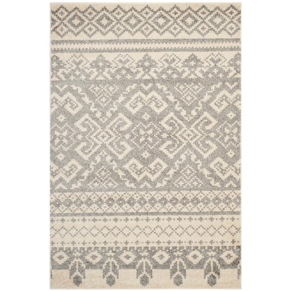 SAFAVIEH Adirondack Ivory/Silver 6 ft. x 9 ft. Geometric Diamond Area Rug