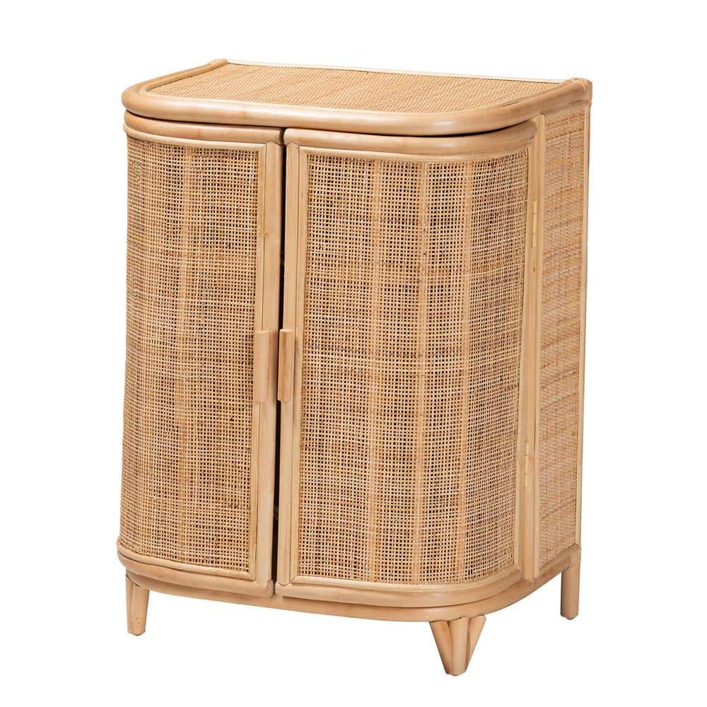 Yanka Natural Rattan Bohemian Storage Cabinet with Shelves