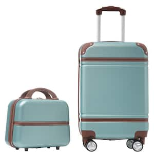 20 in. Green Brown Lightweight Durable ABS Hardshell Suitcase with Cosmetic Case