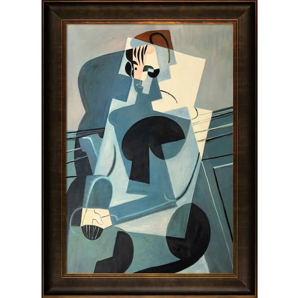 LA PASTICHE Portrait of Josette Gris by Juan Gris Veine D'Or Bronze Scoop Framed People Oil Painting Art Print 30.5 in. x 42.5 in.