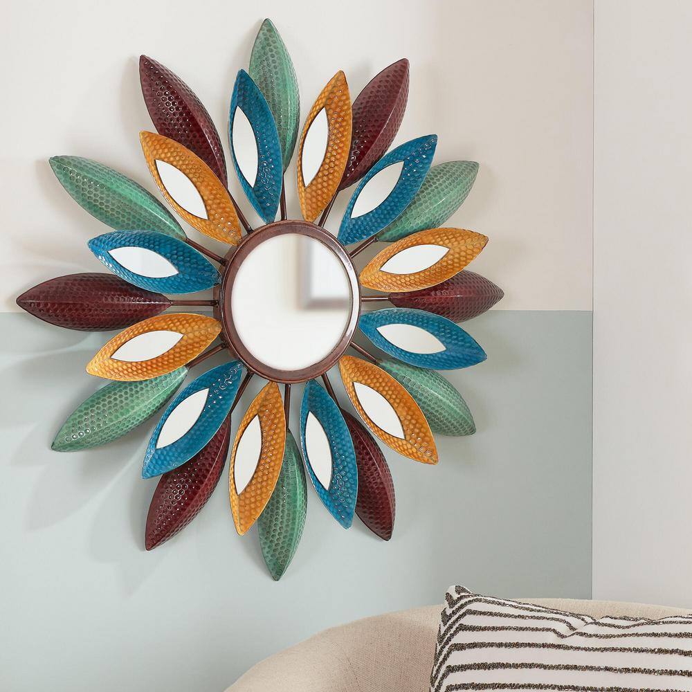 StyleWell Medium Sunburst MultiColored Metal Art Deco Accent Mirror