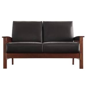 54.5 in. Brown Microfiber 2-Seater Loveseat with Wood Frame