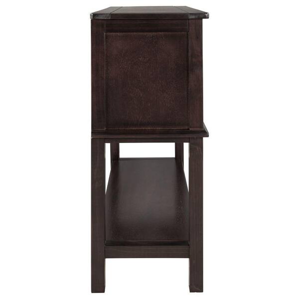 Kahomvis 35 In Espresso Distressed, Brown Wood Console Table With Sliding Doors