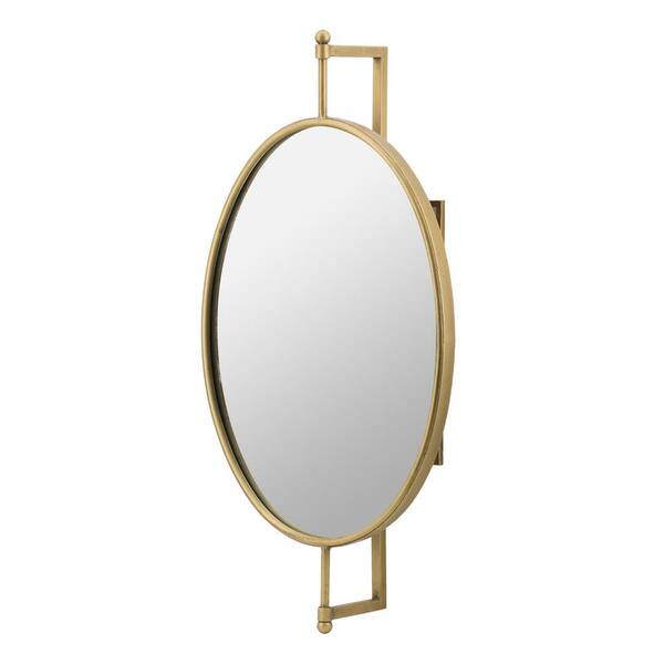 A & B Home 14.4 in. x 26.8 in. Round Gold Wall Mirror