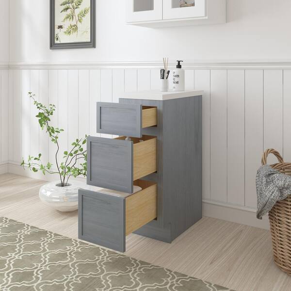 Vanity Art 12 in. W x 21 in. D x 32.5 in. H 3-Drawers Bath Vanity Cabinet Only in Smoky Gray