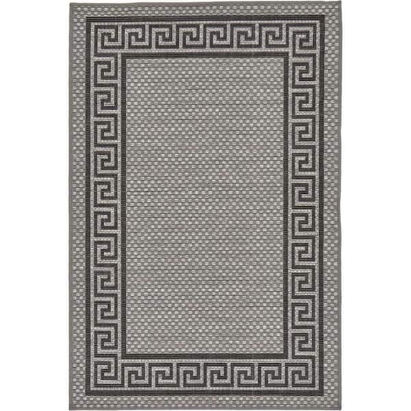Unique Loom Outdoor Greek Key Gray 3' 3 x 5' 0 Area Rug