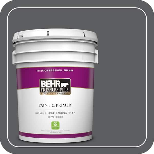 BEHR PREMIUM PLUS 5 gal. #N500-6 Graphic Charcoal Eggshell Enamel Low Odor Interior Paint & Primer