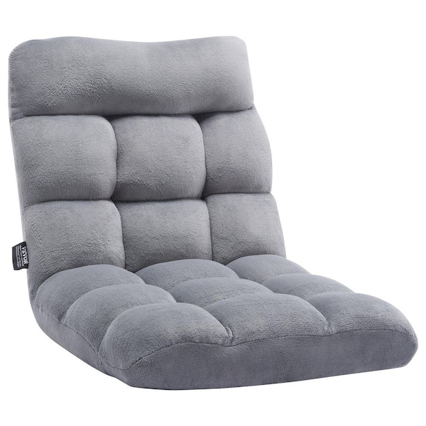 VEVOR Floor Chair, Recycled Foam Folding Sofa Chair with 14 Adjustable Positions Floor Chair with Back Support Plastic Gray