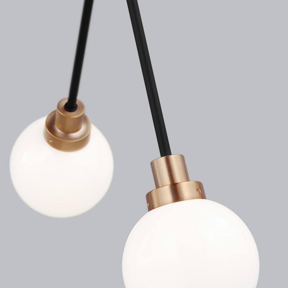 Andrea 5-Light Black and Brass Sputnik Chandelier with Frosted Glass Shades