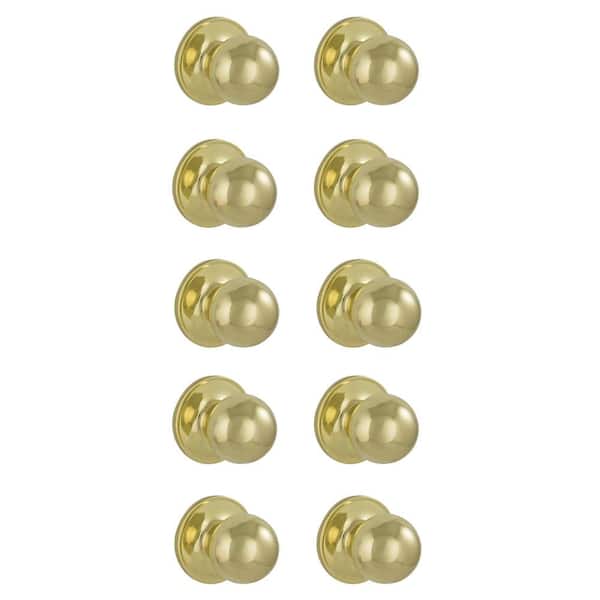 ESSENTIALS by Schlage Morrow Bright Brass Passage Hall/Closet Door Knob (10-Pack)