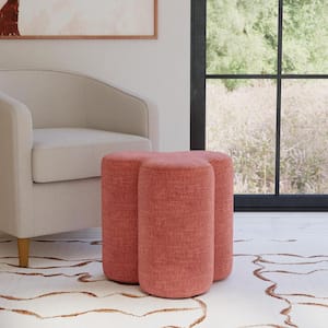 Pink Chenille Clover Shaped Ottoman