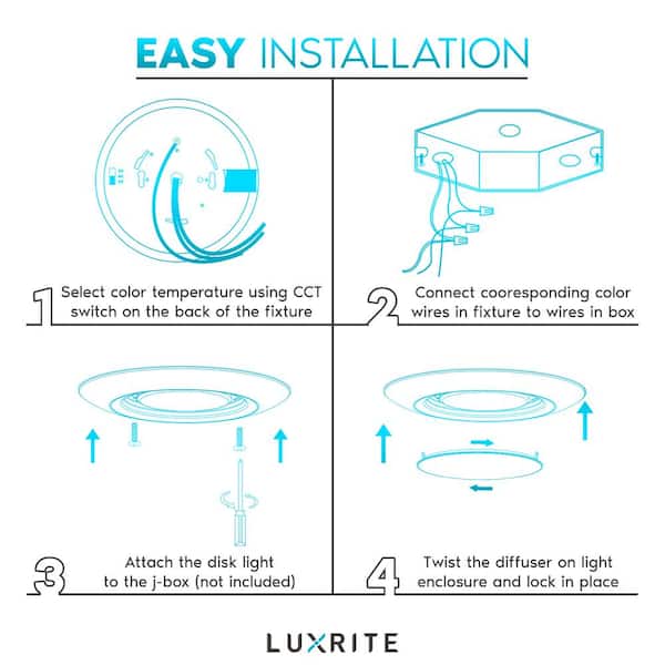 Luxrite 6 in. Selectable LED Flush Mount 10-Watt 1000 Lumens Motion Sensor Ceiling Light 3-Color 3000K-5000K