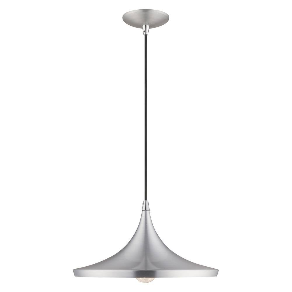 Contemporary Mini Pendant Light in Brushed Aluminum with White Interior
