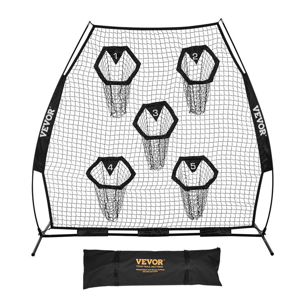 7 x 7 ft. Football Trainer Throwing Net Training Throwing Target Practice Net w/ 5 Target Pockets Knotless Net in Black price history on PriceWatchPro