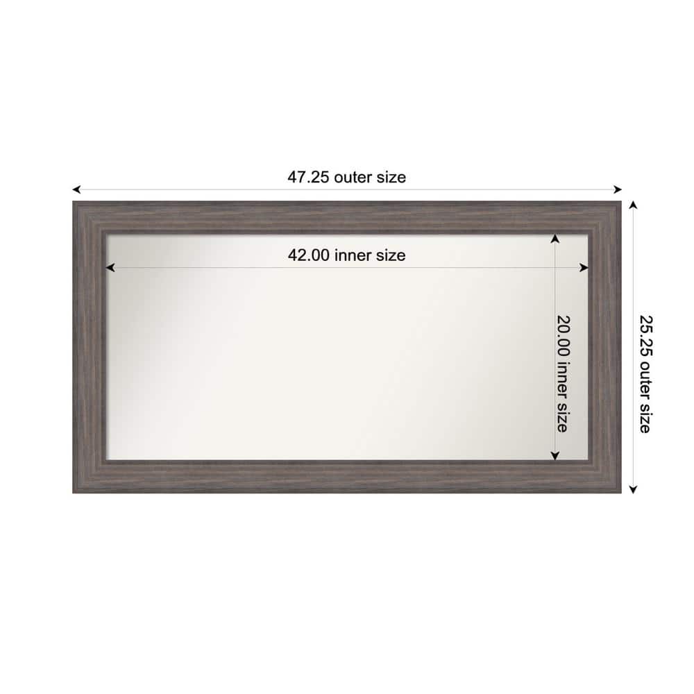 Country Barnwood 47.25 in. W. x 25.25 in. Custom Non-Beveled Wood Framed Bathroom Vanity Wall Mirror
