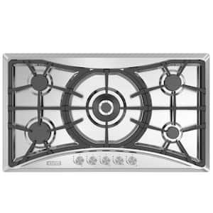 Built-in 36 in. Gas Cooktop in Stainless Steel 5 Sealed Burners Cook Tops