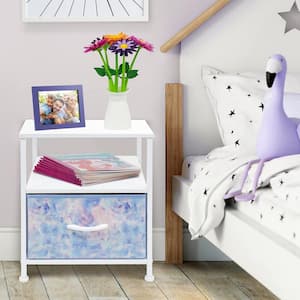 1-Drawer Tie-Dye Pink Nightstand 18.37 in. H x 15.75 in. W x 15.75 in. D