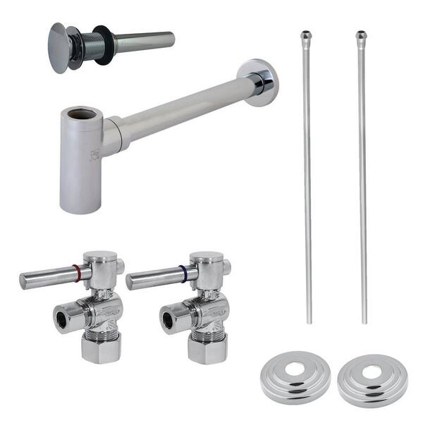 Kingston Brass Trimscape Modern Plumbing Sink Trim Kit 1-1/4 in. Brass with Bottle Trap and Overflow Drain in Polished Chrome