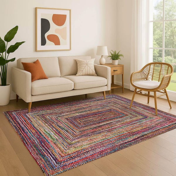Mayfield Premium Machine Washable Abstract AMF1725 Paprika 8 ft. x 10 ft. Area Rug